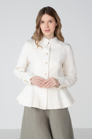 Peplum – Twill Linen Jacket with Mandarin Collar